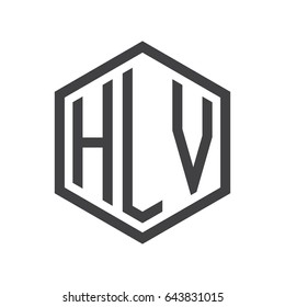 three-letter initials hexagon logo black