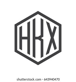 three-letter initials hexagon logo black