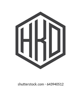 three-letter initials hexagon logo black