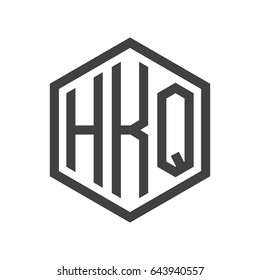 three-letter initials hexagon logo black