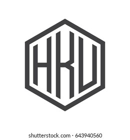 three-letter initials hexagon logo black