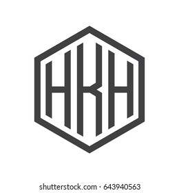 three-letter initials hexagon logo black