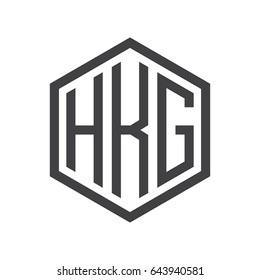 three-letter initials hexagon logo black