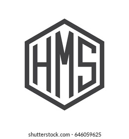 three-letter initials hexagon logo black