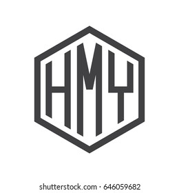 three-letter initials hexagon logo black