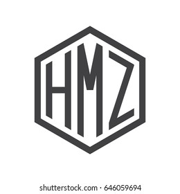 three-letter initials hexagon logo black