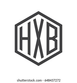 three-letter initials hexagon logo black