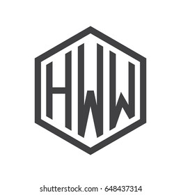 three-letter initials hexagon logo black