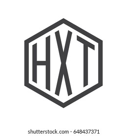 three-letter initials hexagon logo black