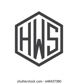 three-letter initials hexagon logo black