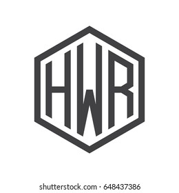 three-letter initials hexagon logo black