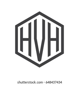 three-letter initials hexagon logo black