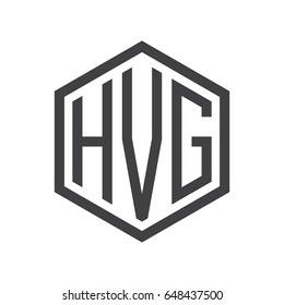 three-letter initials hexagon logo black