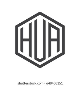 three-letter initials hexagon logo black