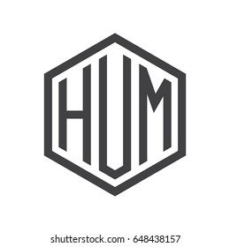 three-letter initials hexagon logo black