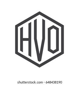 three-letter initials hexagon logo black