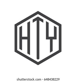 three-letter initials hexagon logo black