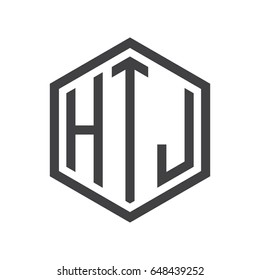 three-letter initials hexagon logo black