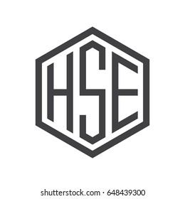 three-letter initials hexagon logo black