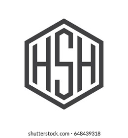 three-letter initials hexagon logo black