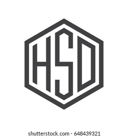three-letter initials hexagon logo black