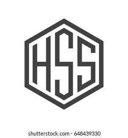 three-letter initials hexagon logo black