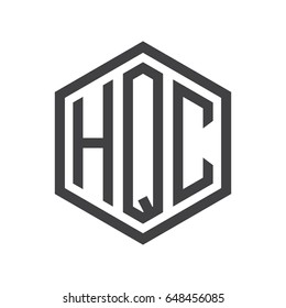 three-letter initials hexagon logo black
