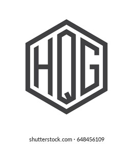 three-letter initials hexagon logo black
