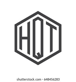 three-letter initials hexagon logo black