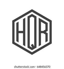 three-letter initials hexagon logo black