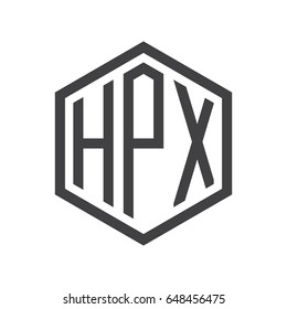 three-letter initials hexagon logo black