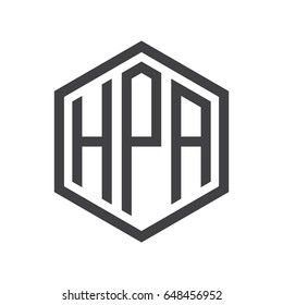 three-letter initials hexagon logo black