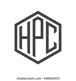three-letter initials hexagon logo black