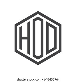 three-letter initials hexagon logo black