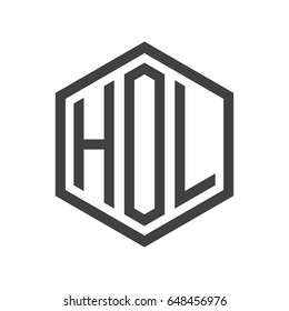 three-letter initials hexagon logo black