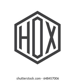 three-letter initials hexagon logo black