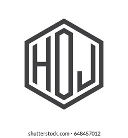 three-letter initials hexagon logo black