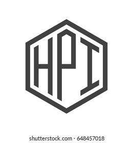 three-letter initials hexagon logo black