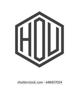 three-letter initials hexagon logo black