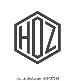 three-letter initials hexagon logo black