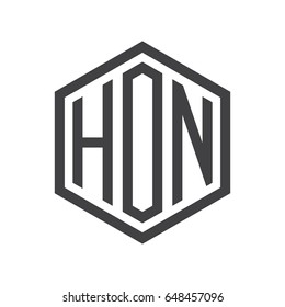 three-letter initials hexagon logo black