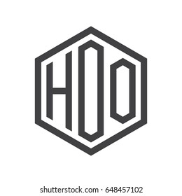 three-letter initials hexagon logo black