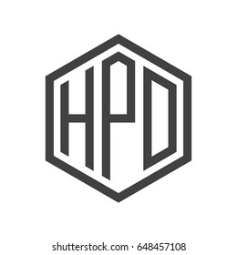 three-letter initials hexagon logo black