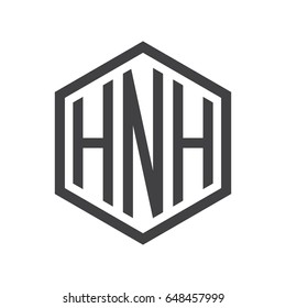 three-letter initials hexagon logo black