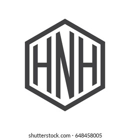 three-letter initials hexagon logo black