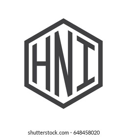 three-letter initials hexagon logo black