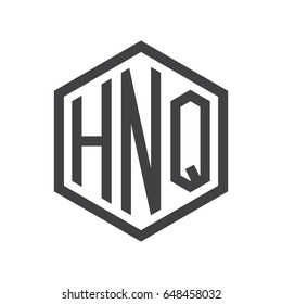 three-letter initials hexagon logo black