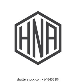 three-letter initials hexagon logo black