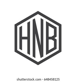 three-letter initials hexagon logo black