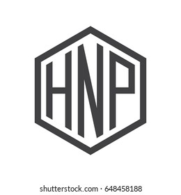 three-letter initials hexagon logo black